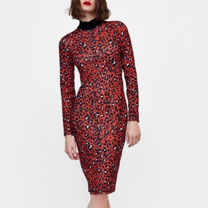 Zara Red‎ Cheetah Print Dress